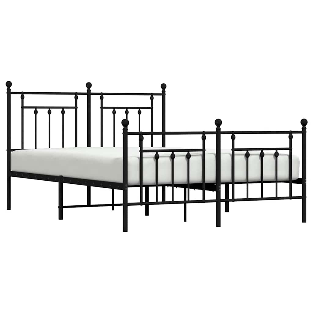 Bedframe met hoofd- en voeteneinde metaal zwart 150x200 cm