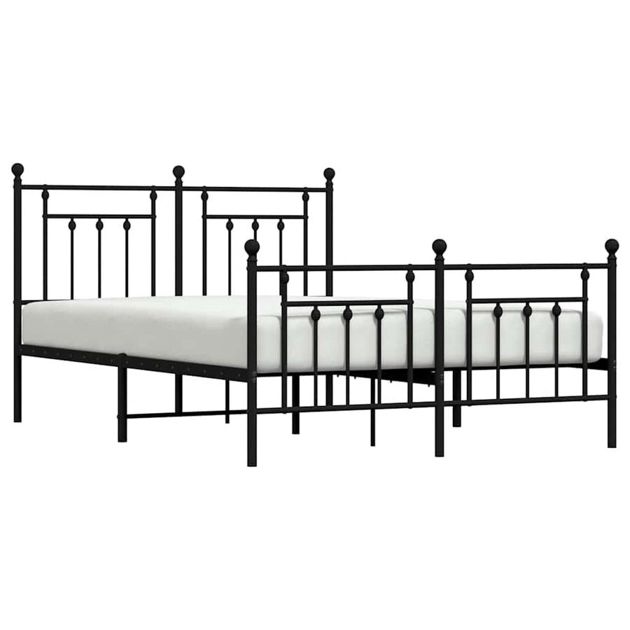 Bedframe met hoofd- en voeteneinde metaal zwart 150x200 cm