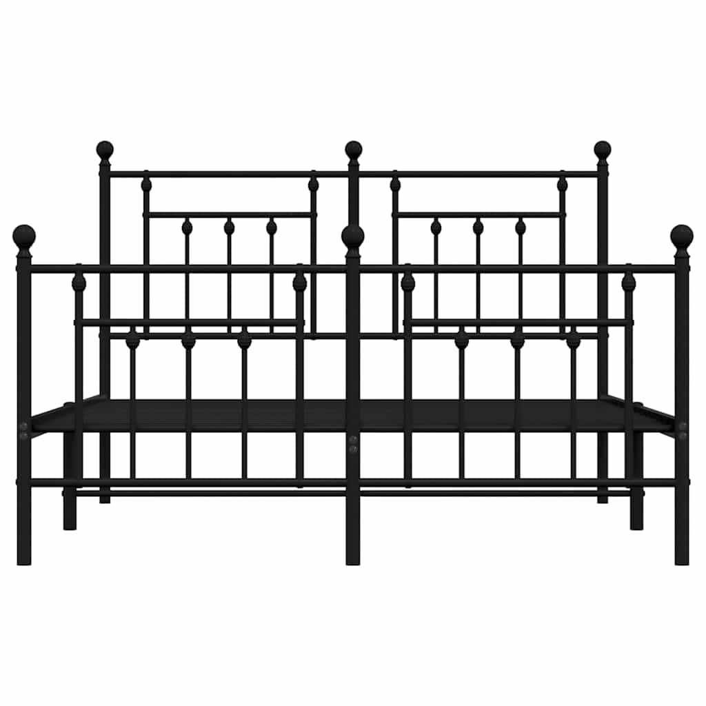 Bedframe met hoofd- en voeteneinde metaal zwart 150x200 cm