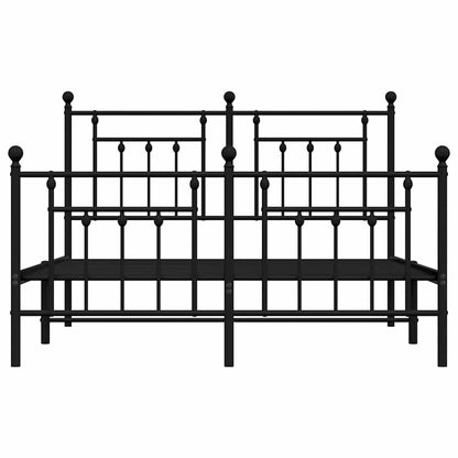 Bedframe met hoofd- en voeteneinde metaal zwart 150x200 cm