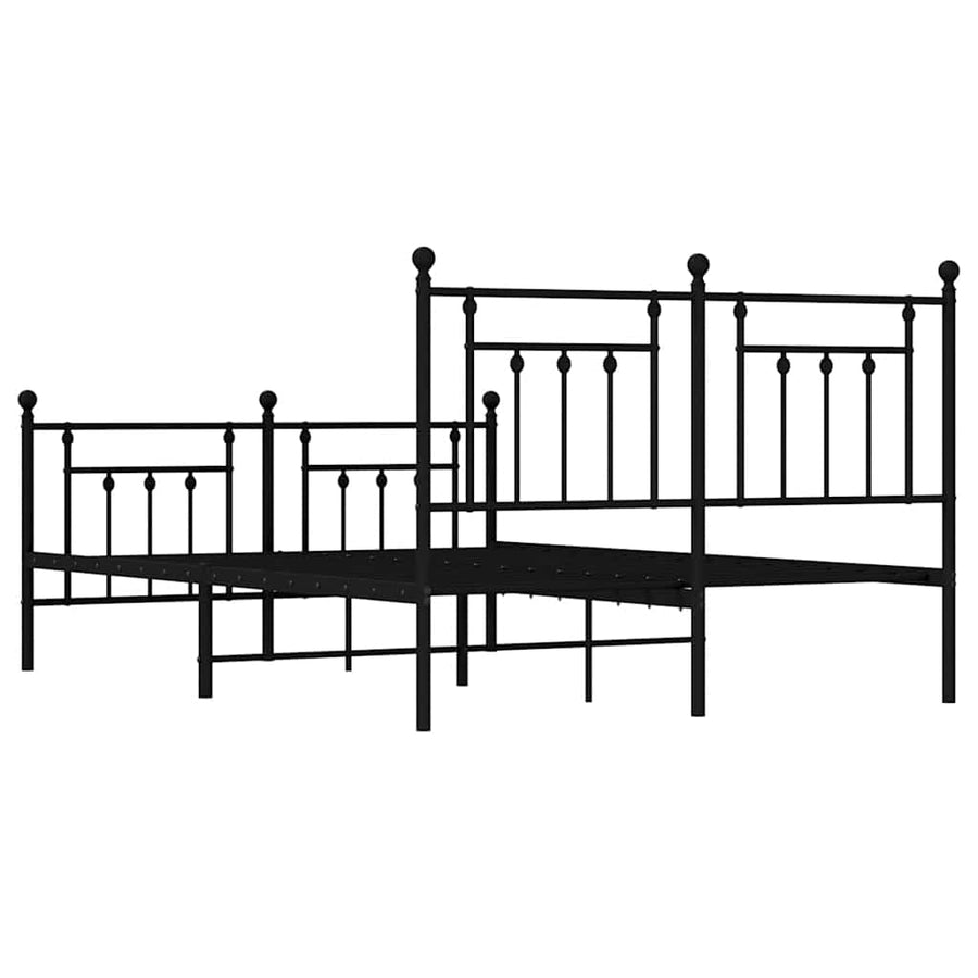 Bedframe met hoofd- en voeteneinde metaal zwart 150x200 cm
