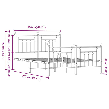 Bedframe met hoofd- en voeteneinde metaal zwart 150x200 cm
