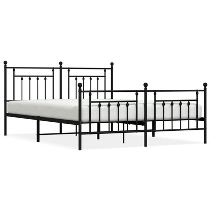Bedframe Met Hoofd- En Voeteneinde Metaal 180 x 200 cm Zwart met hoofdbord & voetbord