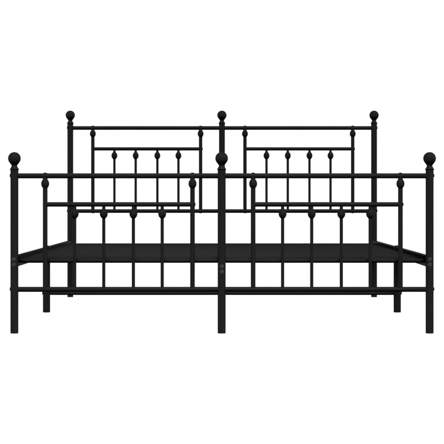 Bedframe Met Hoofd- En Voeteneinde Metaal 180 x 200 cm Zwart met hoofdbord & voetbord
