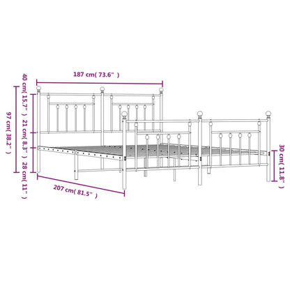 Bedframe Met Hoofd- En Voeteneinde Metaal 180 x 200 cm Zwart met hoofdbord & voetbord