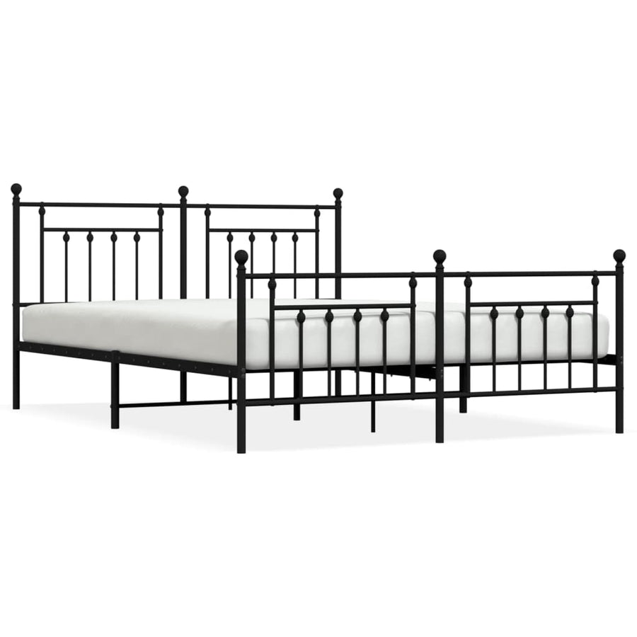 Bedframe Met Hoofd- En Voeteneinde Metaal 183 x 213 cm Zwart met hoofdbord & voetbord