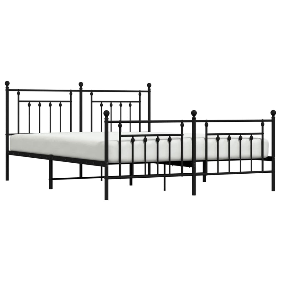 Bedframe Met Hoofd- En Voeteneinde Metaal 183 x 213 cm Zwart met hoofdbord & voetbord