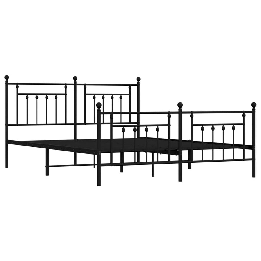 Bedframe Met Hoofd- En Voeteneinde Metaal 183 x 213 cm Zwart met hoofdbord & voetbord