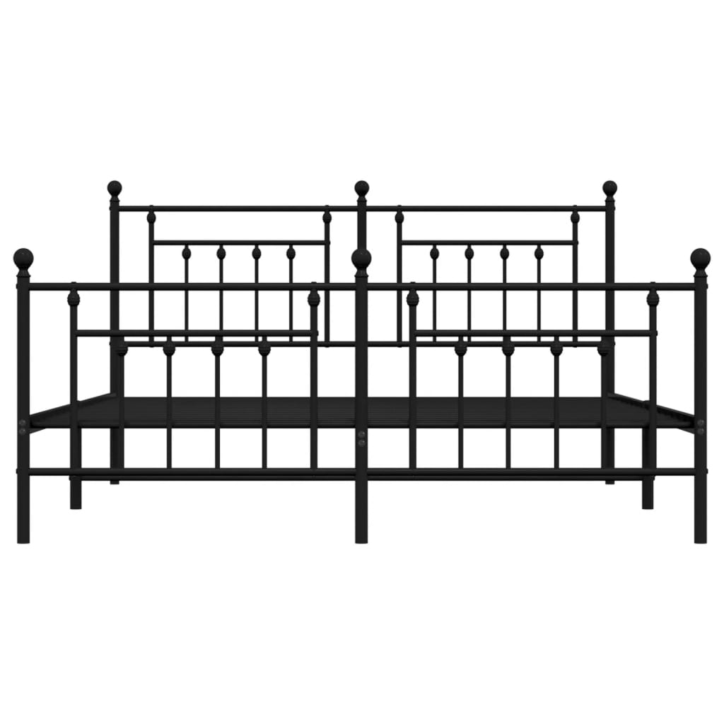Bedframe Met Hoofd- En Voeteneinde Metaal 183 x 213 cm Zwart met hoofdbord & voetbord