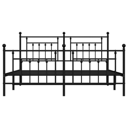 Bedframe Met Hoofd- En Voeteneinde Metaal 183 x 213 cm Zwart met hoofdbord & voetbord