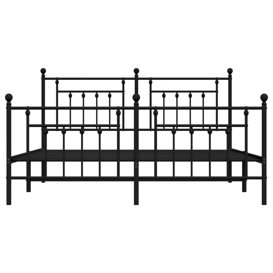 Bedframe Met Hoofd- En Voeteneinde Metaal 183 x 213 cm Zwart met hoofdbord & voetbord