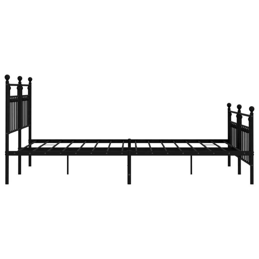 Bedframe Met Hoofd- En Voeteneinde Metaal 183 x 213 cm Zwart met hoofdbord & voetbord