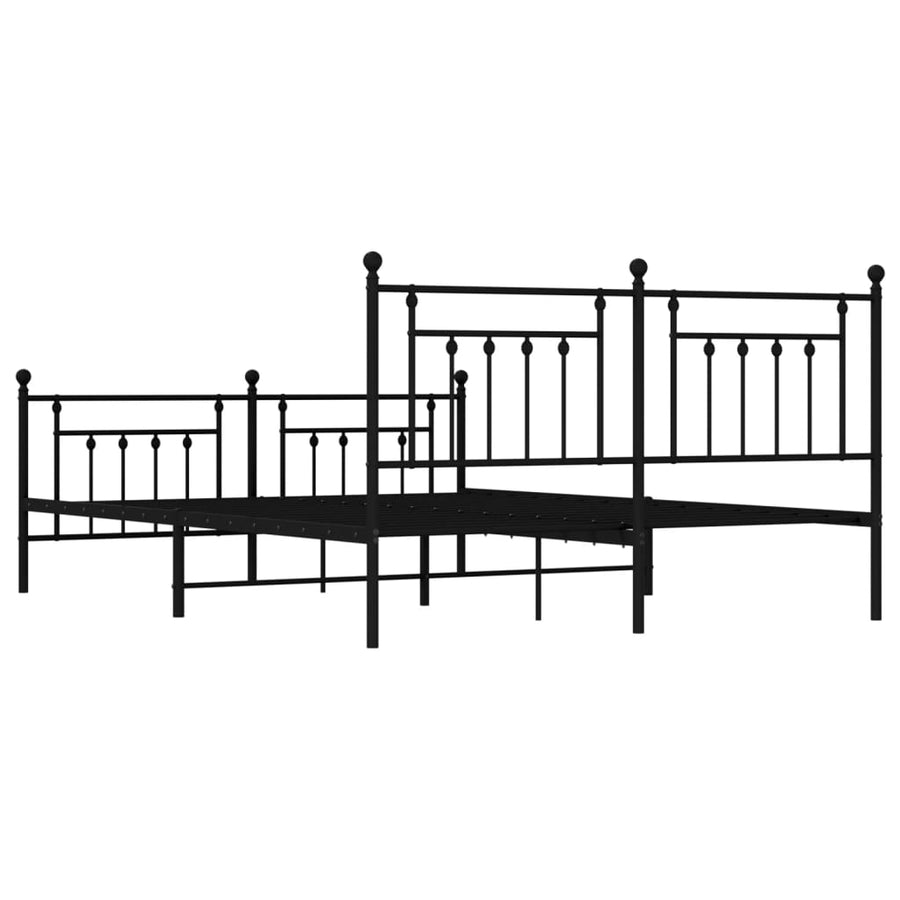 Bedframe Met Hoofd- En Voeteneinde Metaal 183 x 213 cm Zwart met hoofdbord & voetbord
