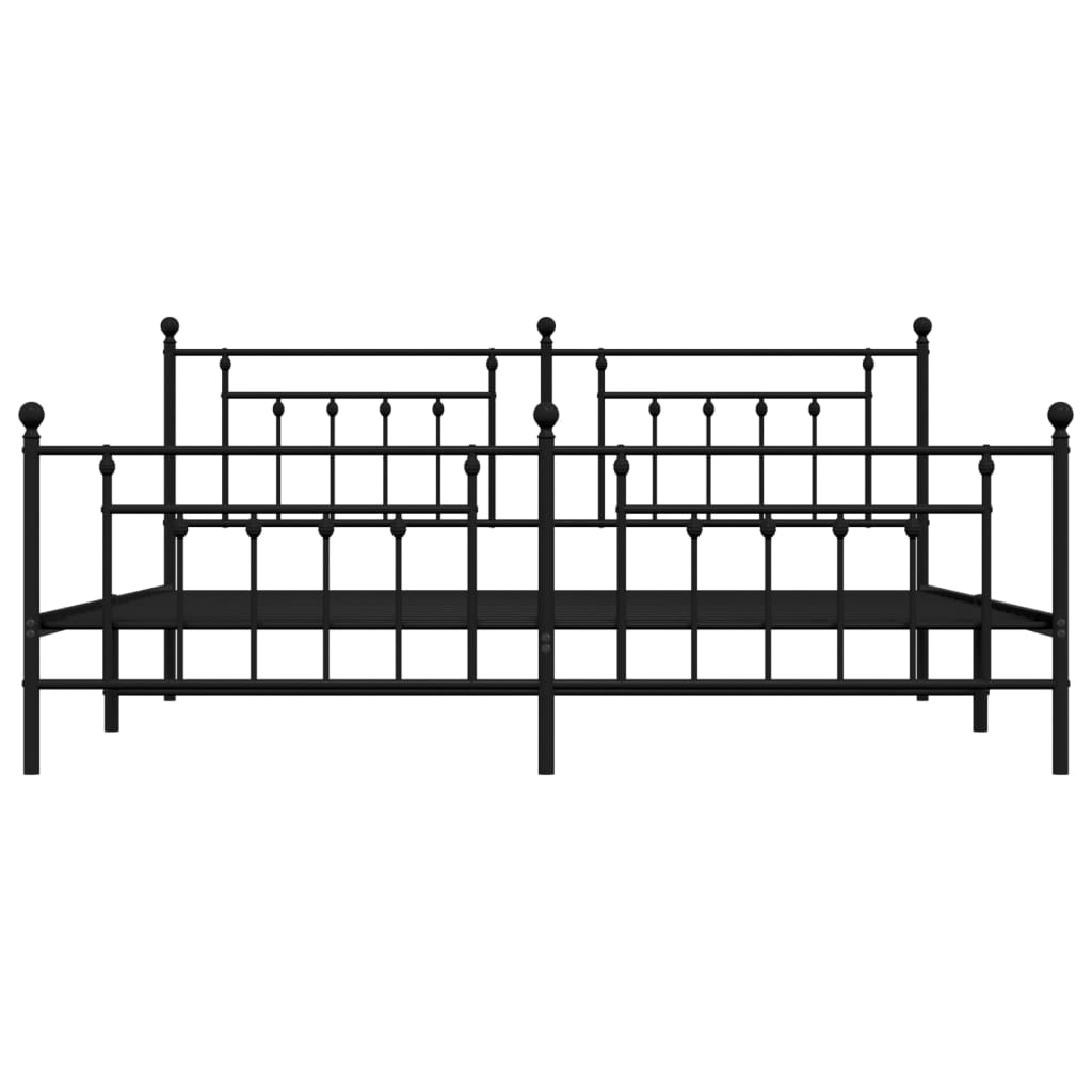 Bedframe Met Hoofd- En Voeteneinde Metaal 193 x 203 cm Zwart met hoofdbord & voetbord