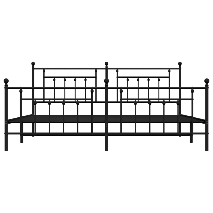 Bedframe Met Hoofd- En Voeteneinde Metaal 193 x 203 cm Zwart met hoofdbord & voetbord