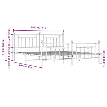 Bedframe Met Hoofd- En Voeteneinde Metaal 193 x 203 cm Zwart met hoofdbord & voetbord