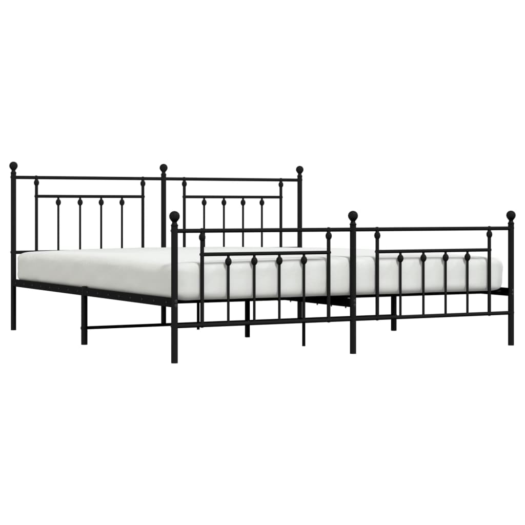 Bedframe Met Hoofd- En Voeteneinde Metaal 200 x 200 cm Zwart met hoofdbord & voetbord