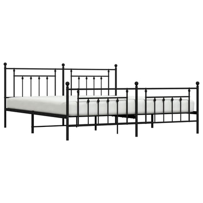 Bedframe Met Hoofd- En Voeteneinde Metaal 200 x 200 cm Zwart met hoofdbord & voetbord