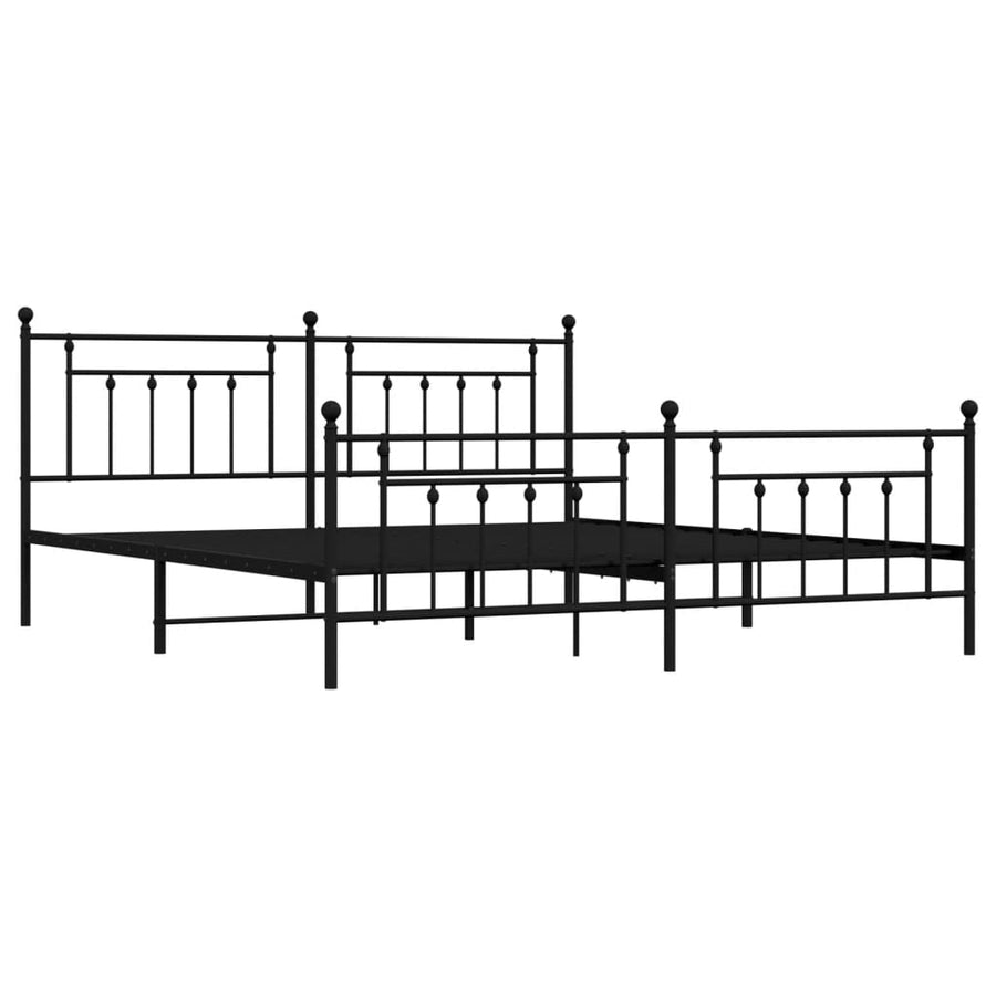 Bedframe Met Hoofd- En Voeteneinde Metaal 200 x 200 cm Zwart met hoofdbord & voetbord