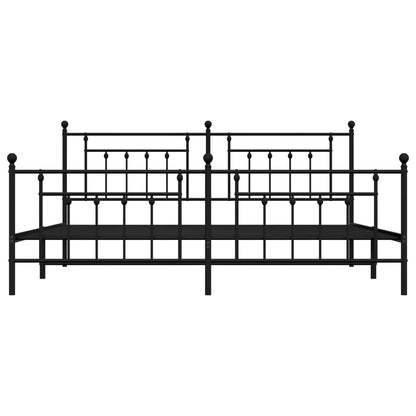 Bedframe Met Hoofd- En Voeteneinde Metaal 200 x 200 cm Zwart met hoofdbord & voetbord