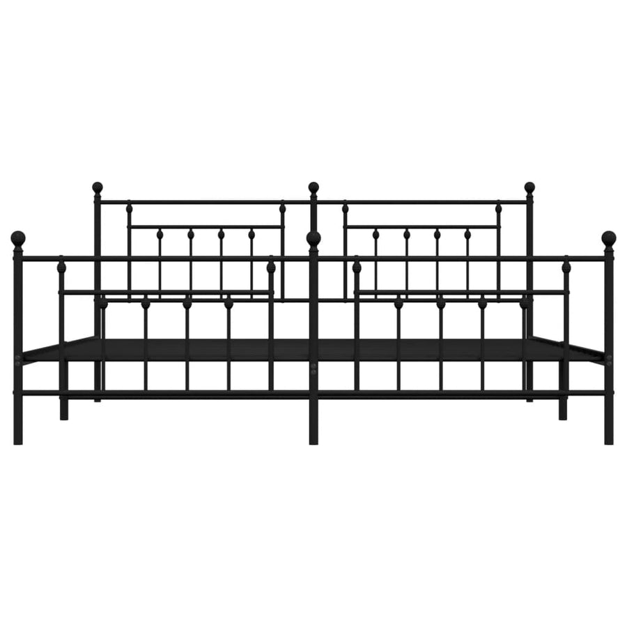 Bedframe Met Hoofd- En Voeteneinde Metaal 200 x 200 cm Zwart met hoofdbord & voetbord