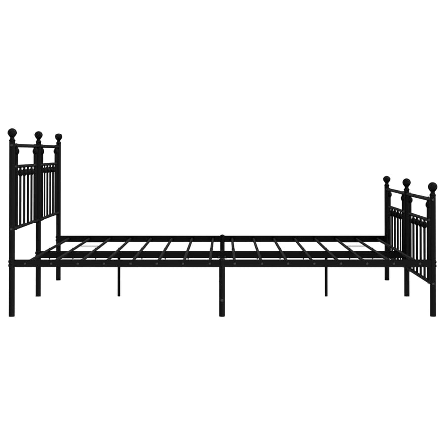 Bedframe Met Hoofd- En Voeteneinde Metaal 200 x 200 cm Zwart met hoofdbord & voetbord