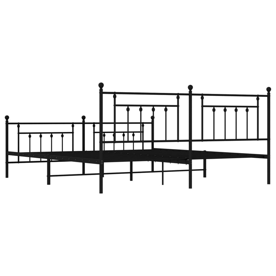 Bedframe Met Hoofd- En Voeteneinde Metaal 200 x 200 cm Zwart met hoofdbord & voetbord