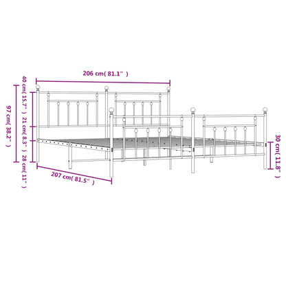 Bedframe Met Hoofd- En Voeteneinde Metaal 200 x 200 cm Zwart met hoofdbord & voetbord