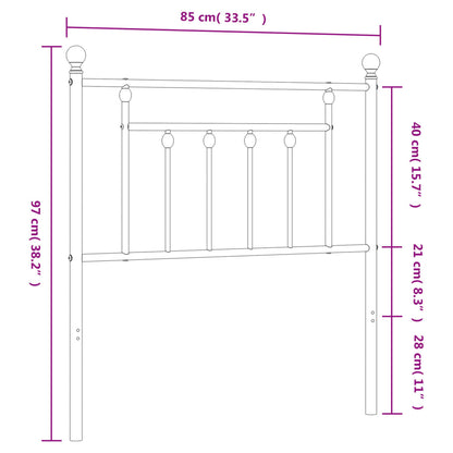 Hoofdbord 80 Cm Metaal Zwart