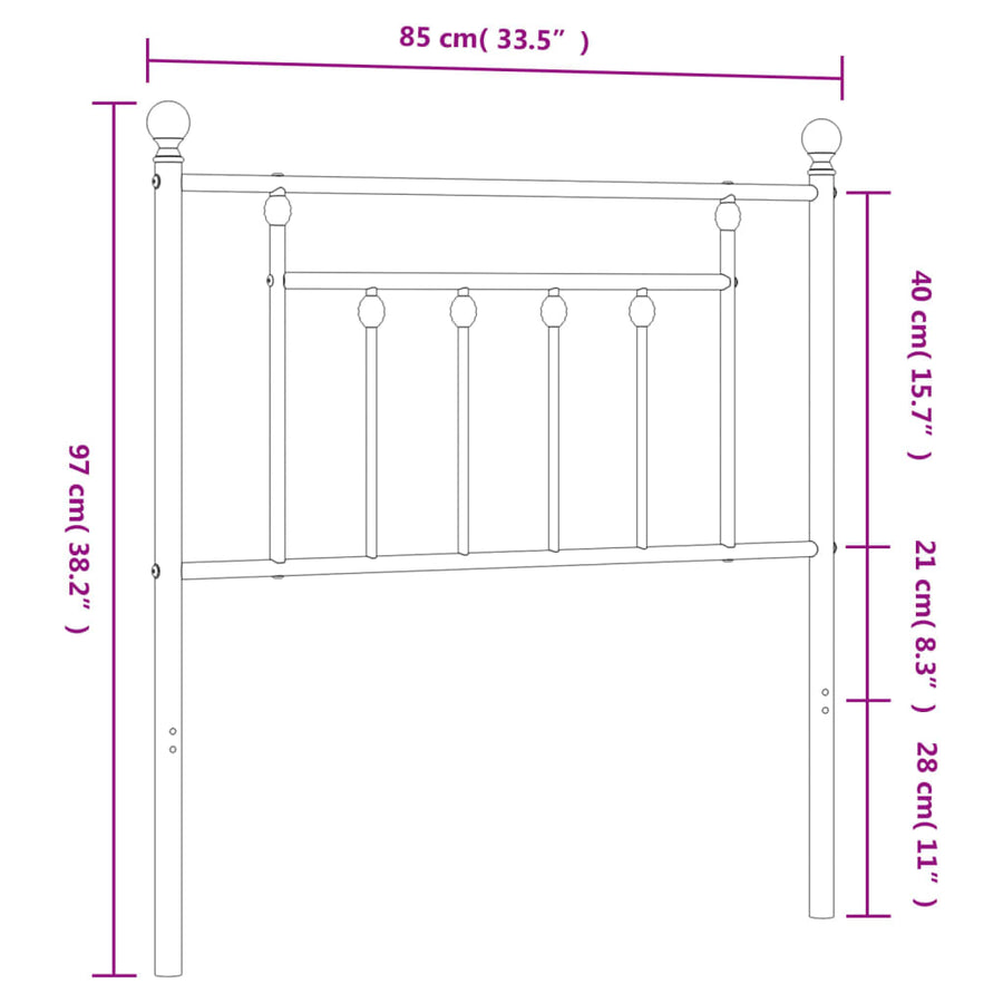 Hoofdbord 80 Cm Metaal Zwart