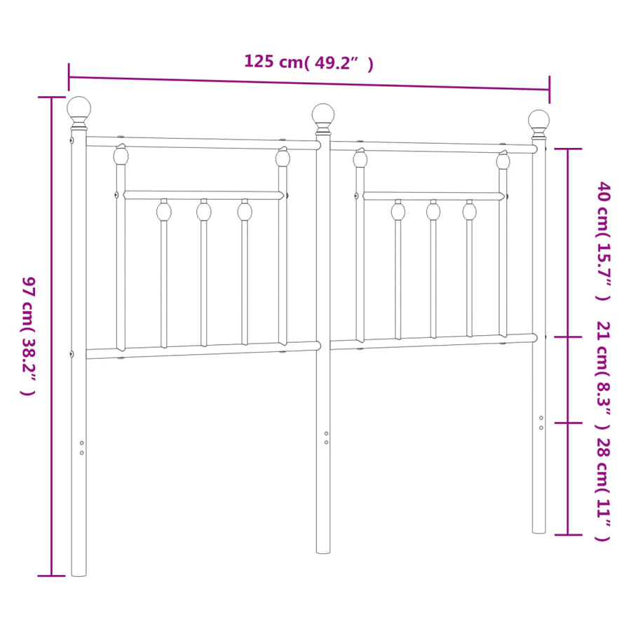 Hoofdbord 120 Cm Metaal Zwart