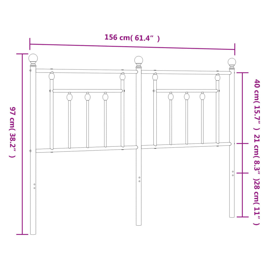 Hoofdbord 150 Cm Metaal Zwart