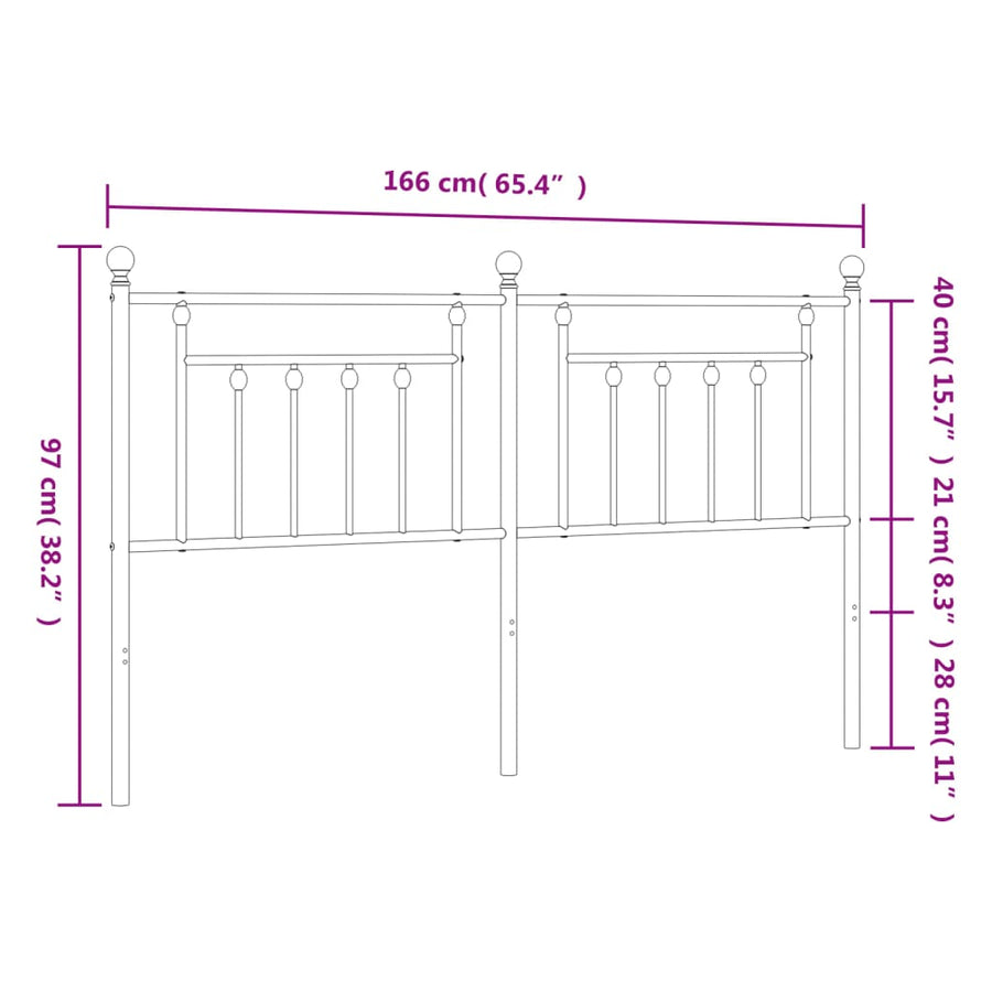 Hoofdbord 160 Cm Metaal Zwart