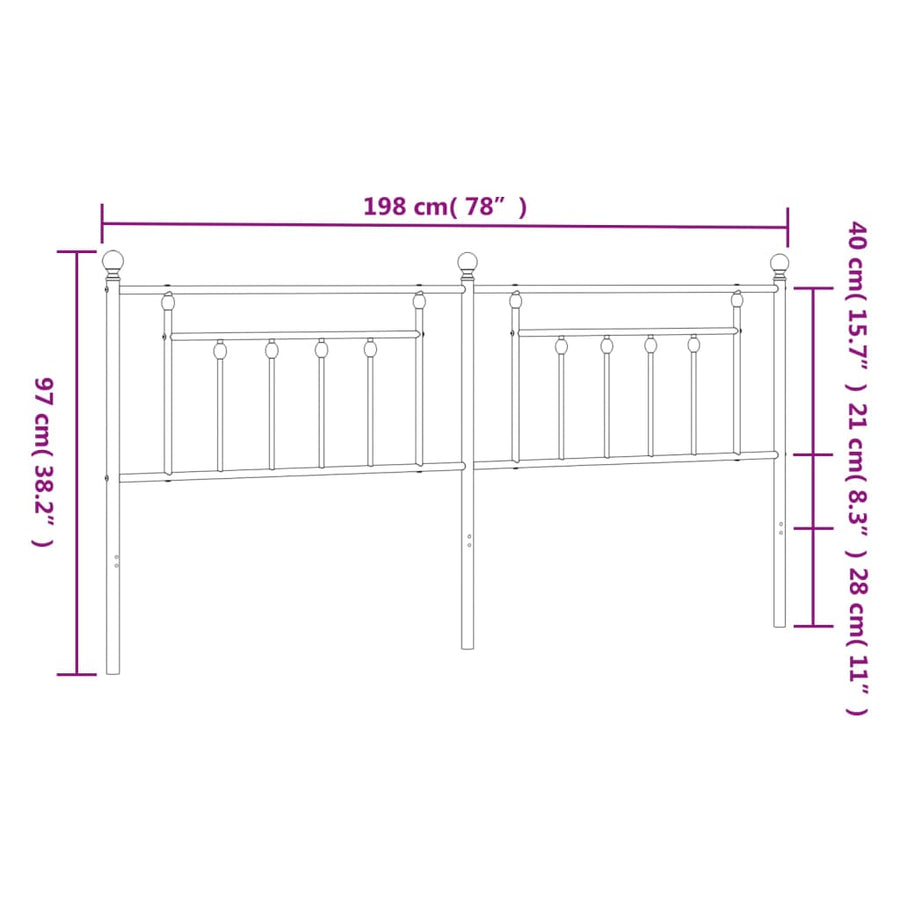 Hoofdbord 193 Cm Metaal Zwart