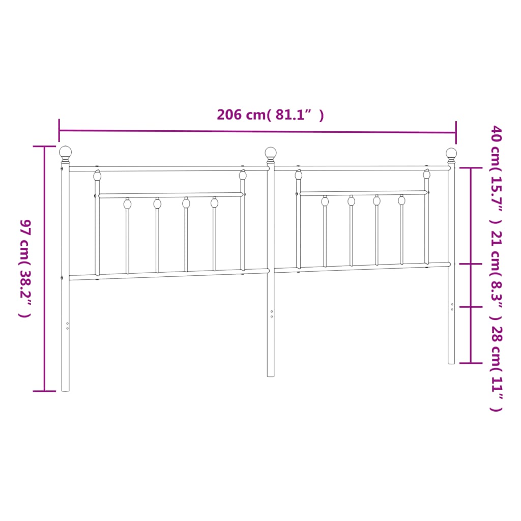 Hoofdbord 200 Cm Metaal Zwart