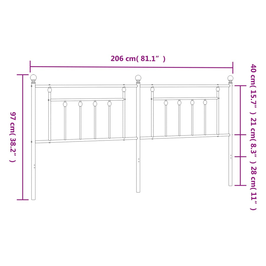 Hoofdbord 200 Cm Metaal Zwart