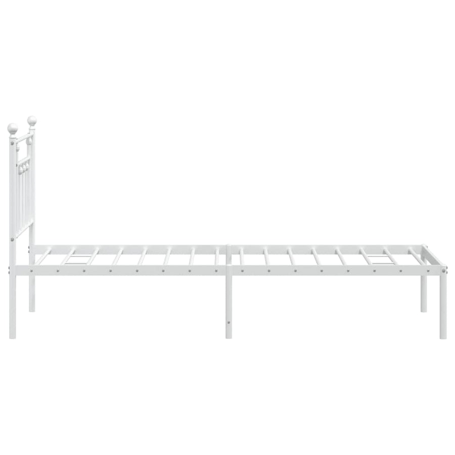 Bedframe Metaal 75 X 190 Cm Wit met hoofdbord
