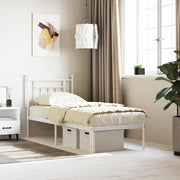 Bedframe 75x190 cm metaal wit met hoofdbord