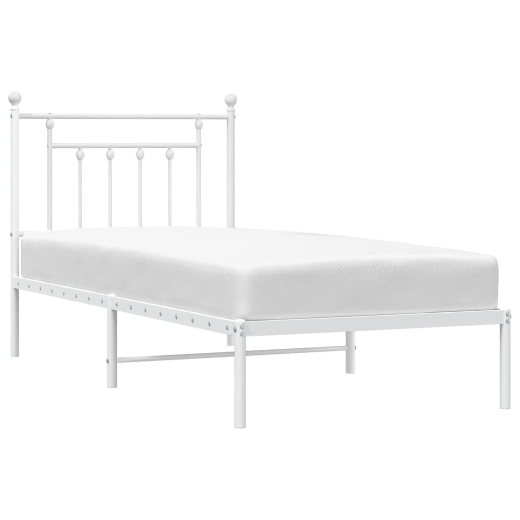 Bedframe Metaal 80 x 200 cm Wit met hoofdbord