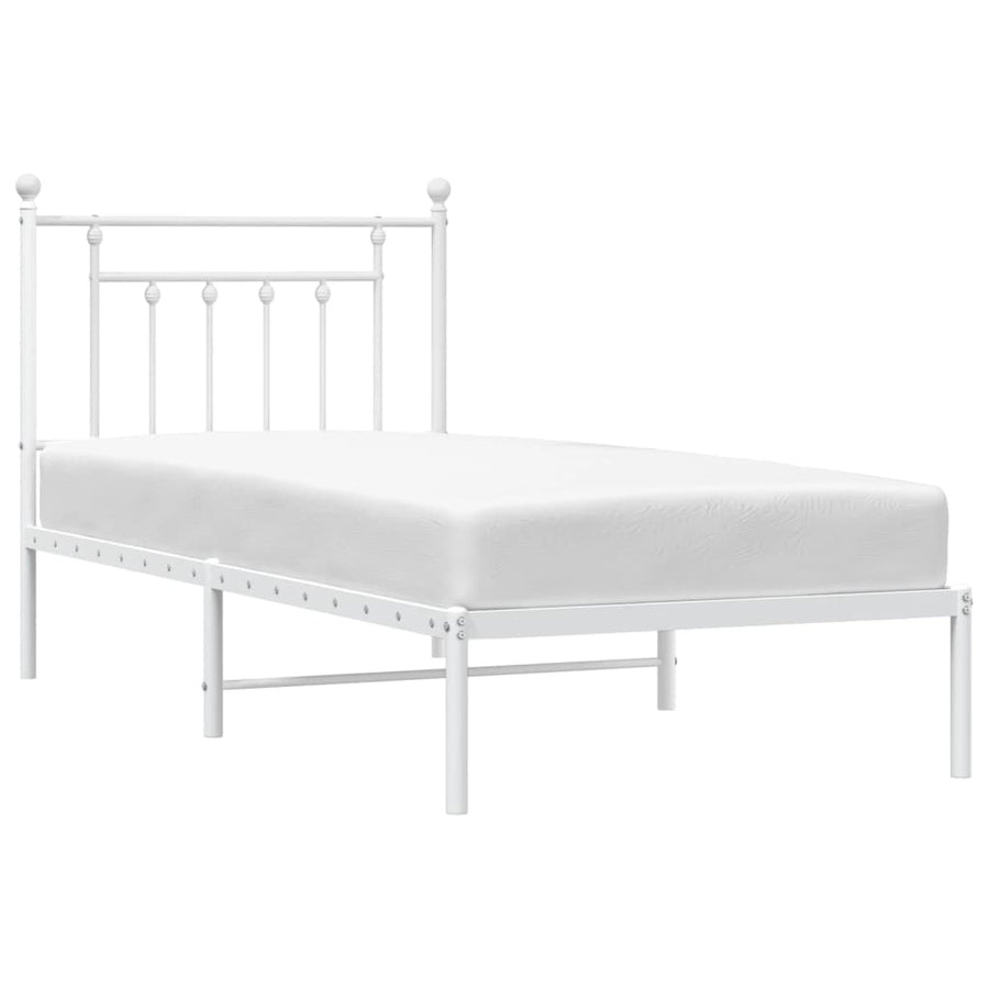 Bedframe Metaal 80 x 200 cm Wit met hoofdbord
