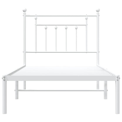 Bedframe Metaal 80 x 200 cm Wit met hoofdbord