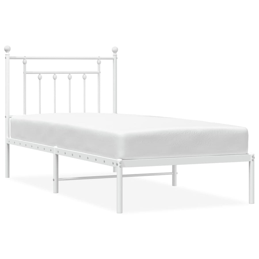 Bedframe Metaal 90 x 190 cm Wit met hoofdbord