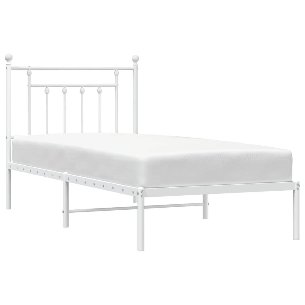 Bedframe Metaal 90 x 190 cm Wit met hoofdbord