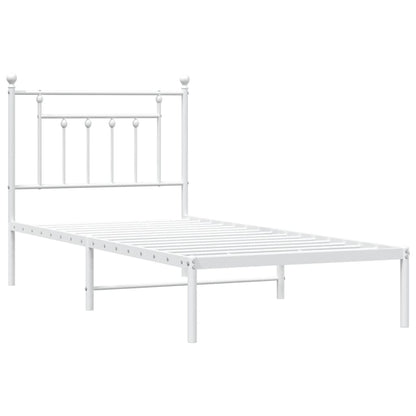 Bedframe Metaal 90 x 190 cm Wit met hoofdbord
