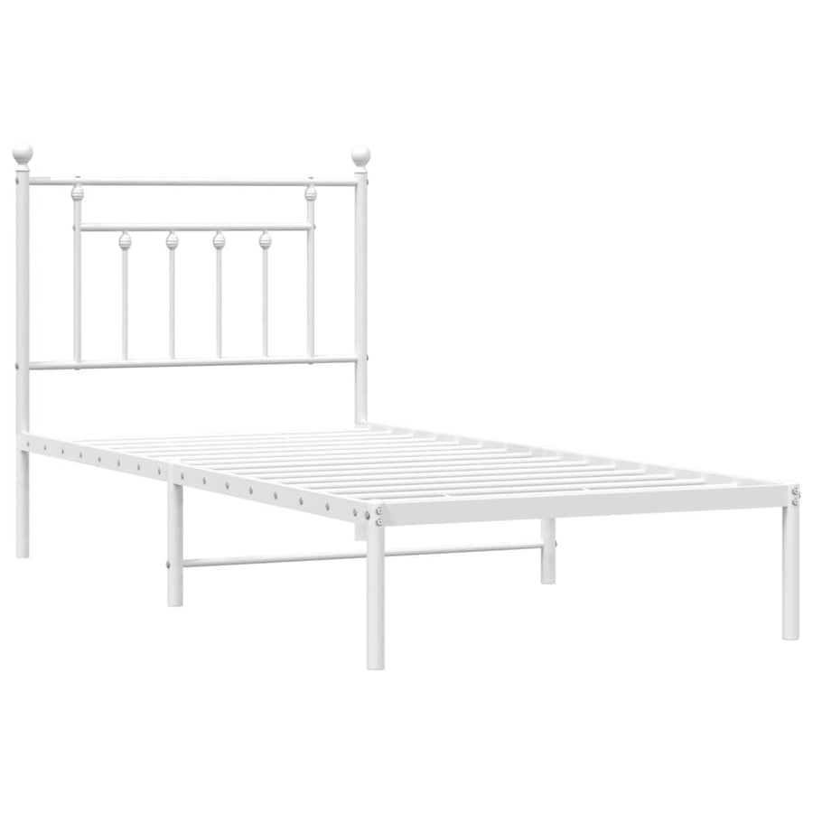 Bedframe Metaal 90 x 190 cm Wit met hoofdbord