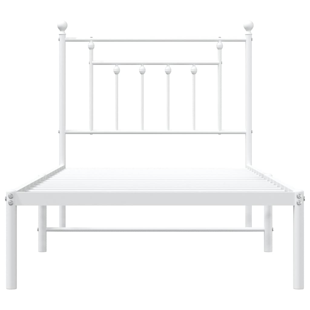 Bedframe Metaal 90 x 190 cm Wit met hoofdbord