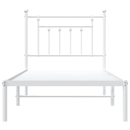 Bedframe Metaal 90 x 190 cm Wit met hoofdbord