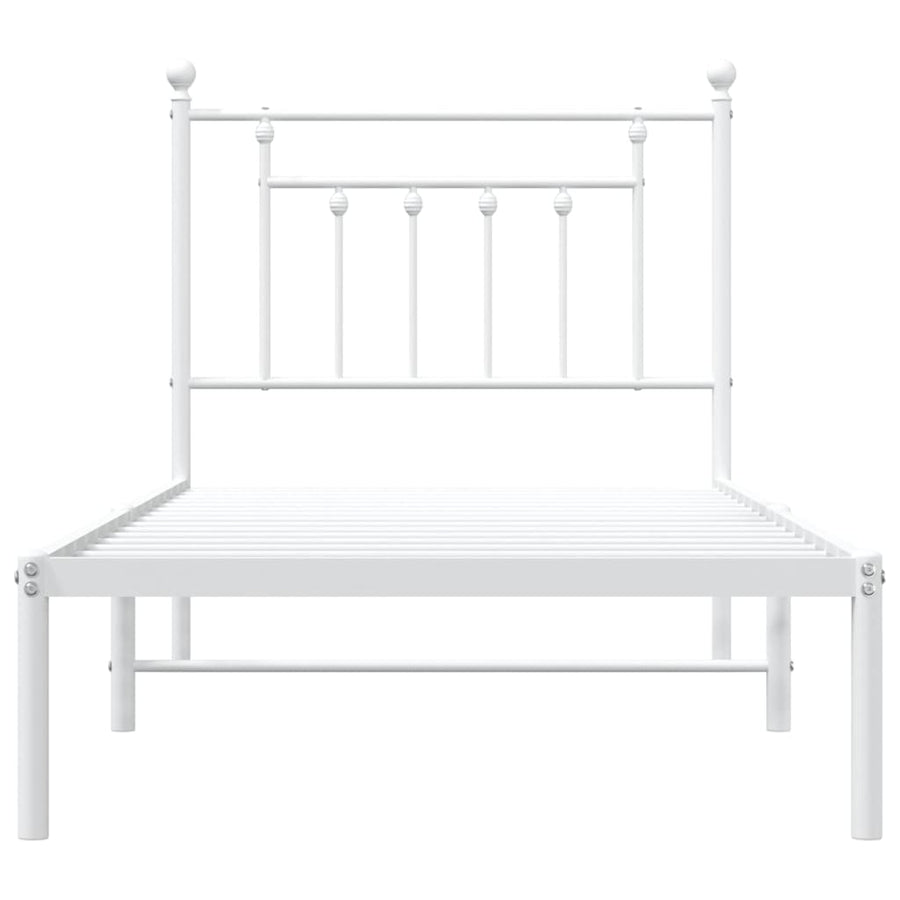 Bedframe Metaal 90 x 190 cm Wit met hoofdbord