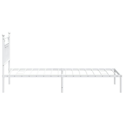 Bedframe Metaal 90 x 190 cm Wit met hoofdbord