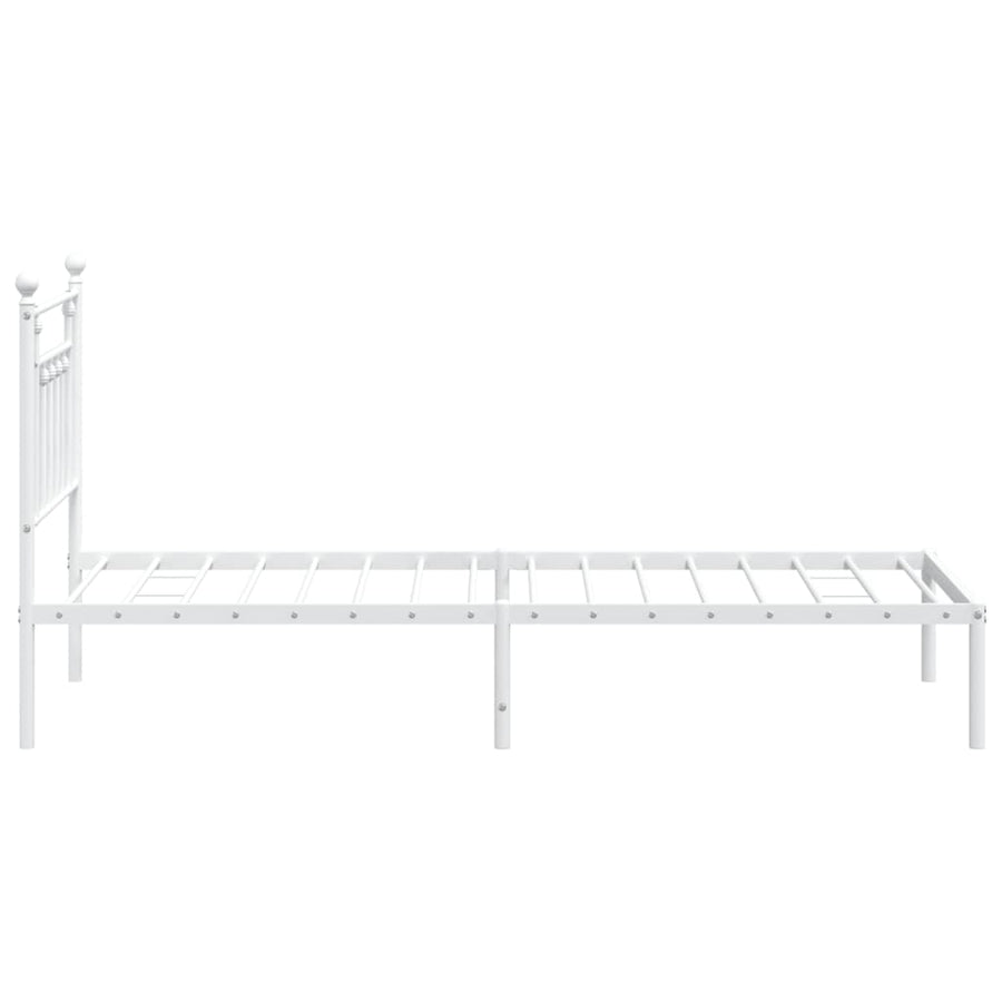 Bedframe Metaal 90 x 190 cm Wit met hoofdbord